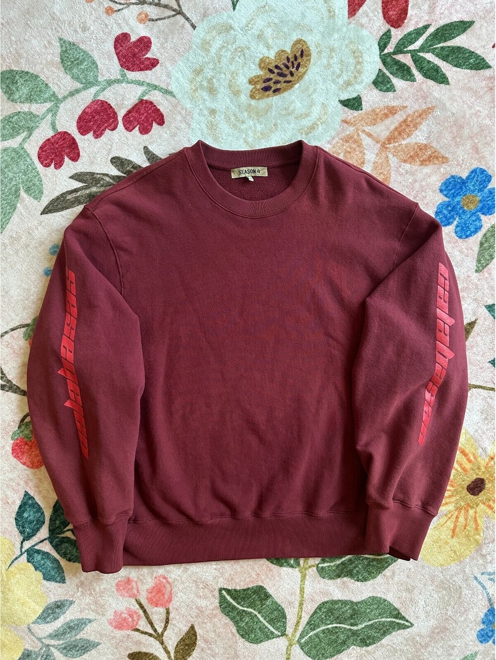 Yeezy Season 4 Red Calabasas Arm Print Crewneck Sweatshirt M